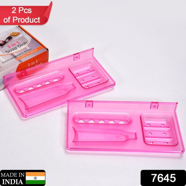 SHOP A WIDE RANGE OF BATHROOM WARE PRODUCTS FROM PURE SOURCE INDIA, IN THIS PACK THERE COMING 3IN1 GLASS SOAP DISH, WHICH IS SUITABLE TO USE ON STAND. - Image 2
