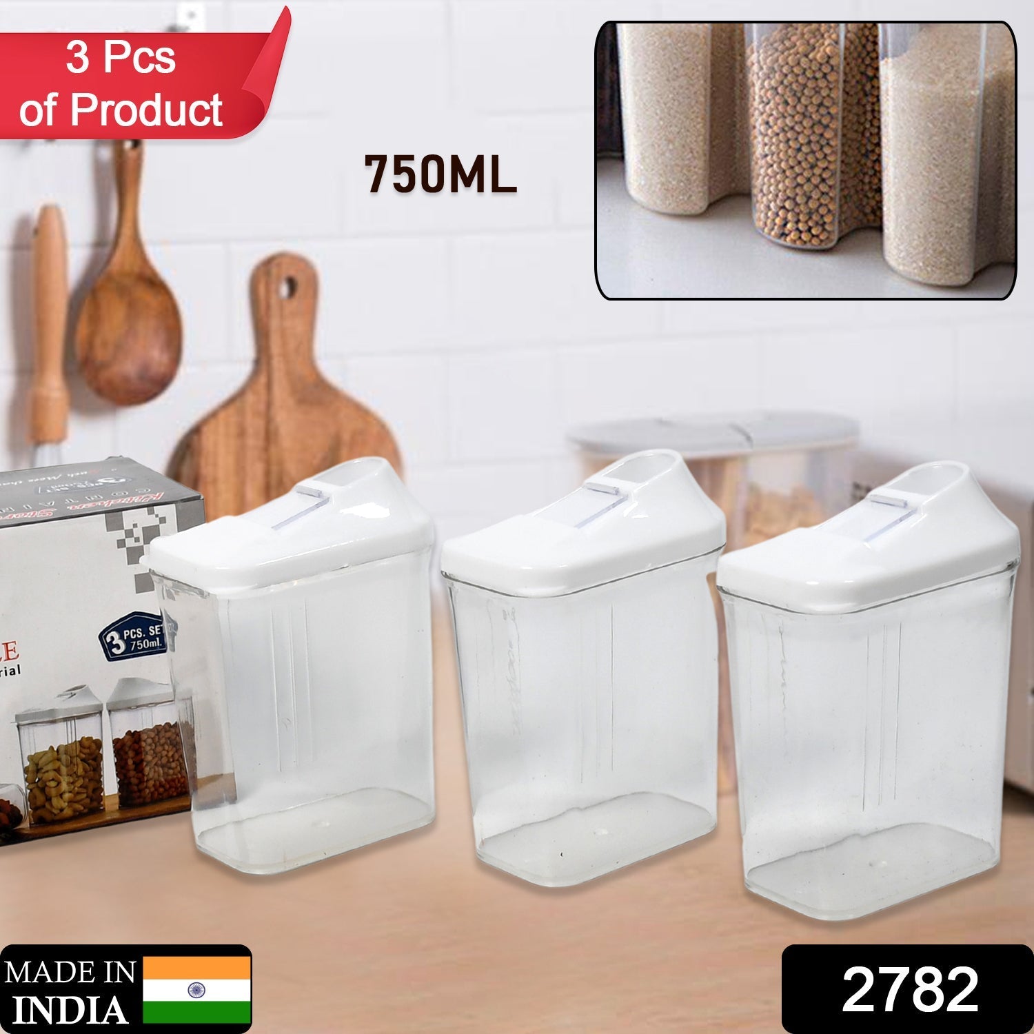 Kitchen Storage Jars & Container Set 3pc , Transparent Jar Set For home & Kitchen Use - Image 2