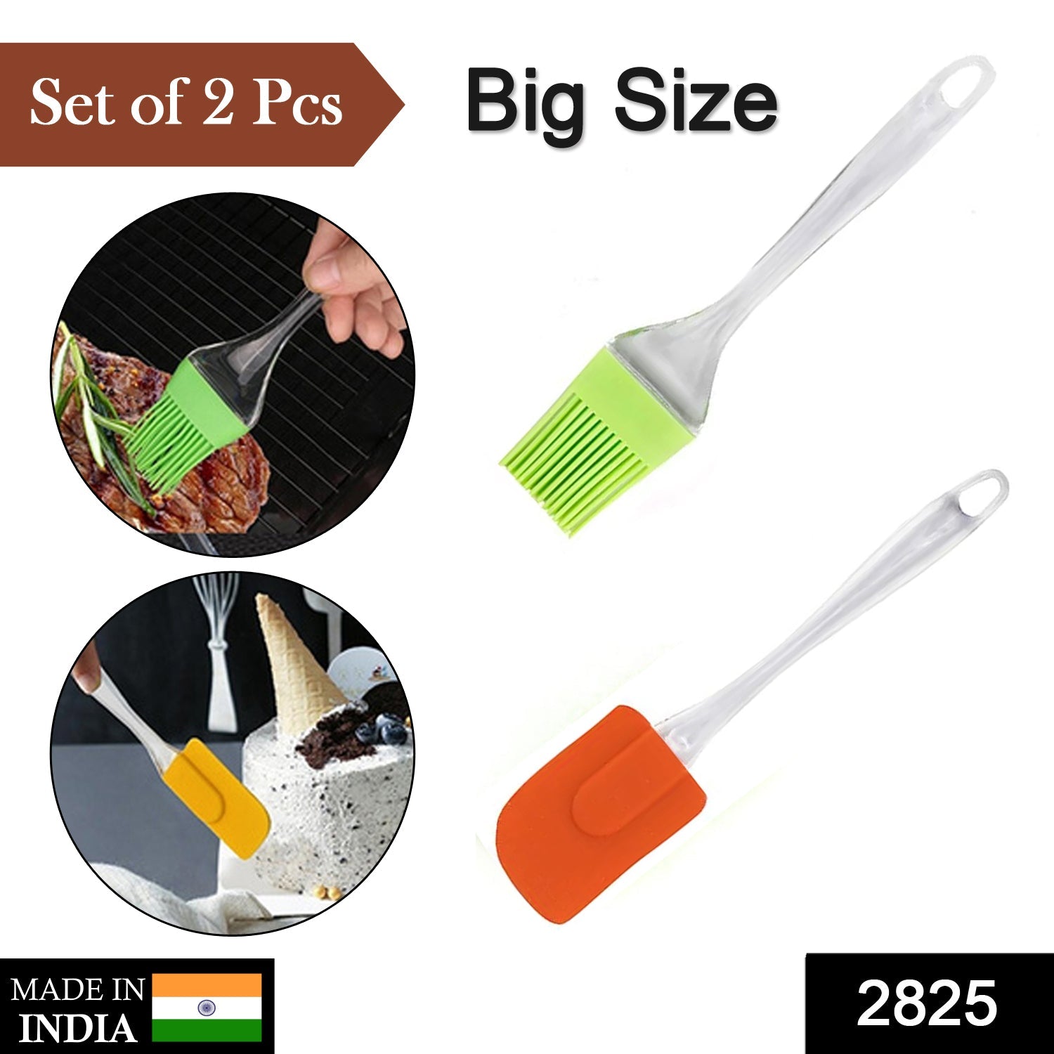 2 in 1 Combo of Big Brush & Spatula Set for Pastry, Cake Mixer, Decorating, Cooking, Baking, Grilling Tandoor | Bakeware Combo | Kitchen Tool Set - Image 2