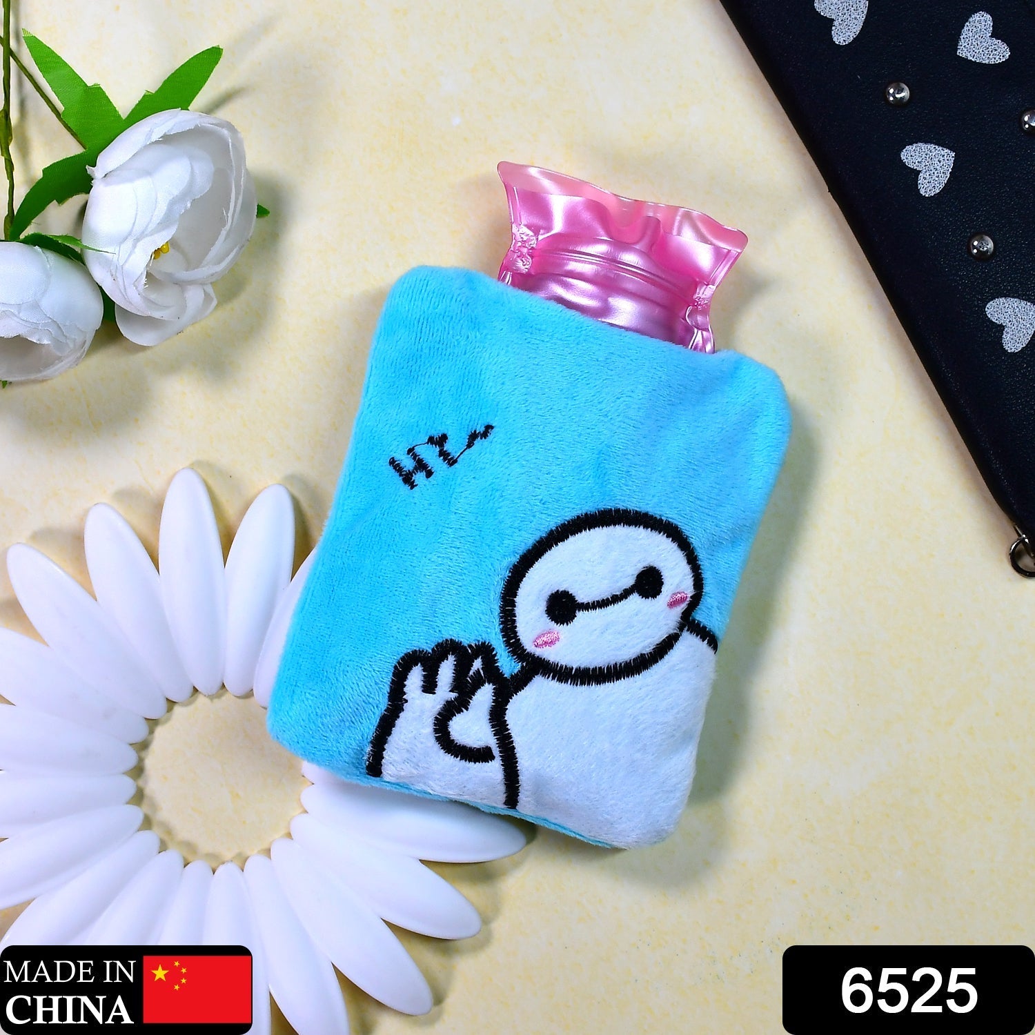Blue Baymax Small Hot Water Bag with Cover for Pain Relief - Image 2