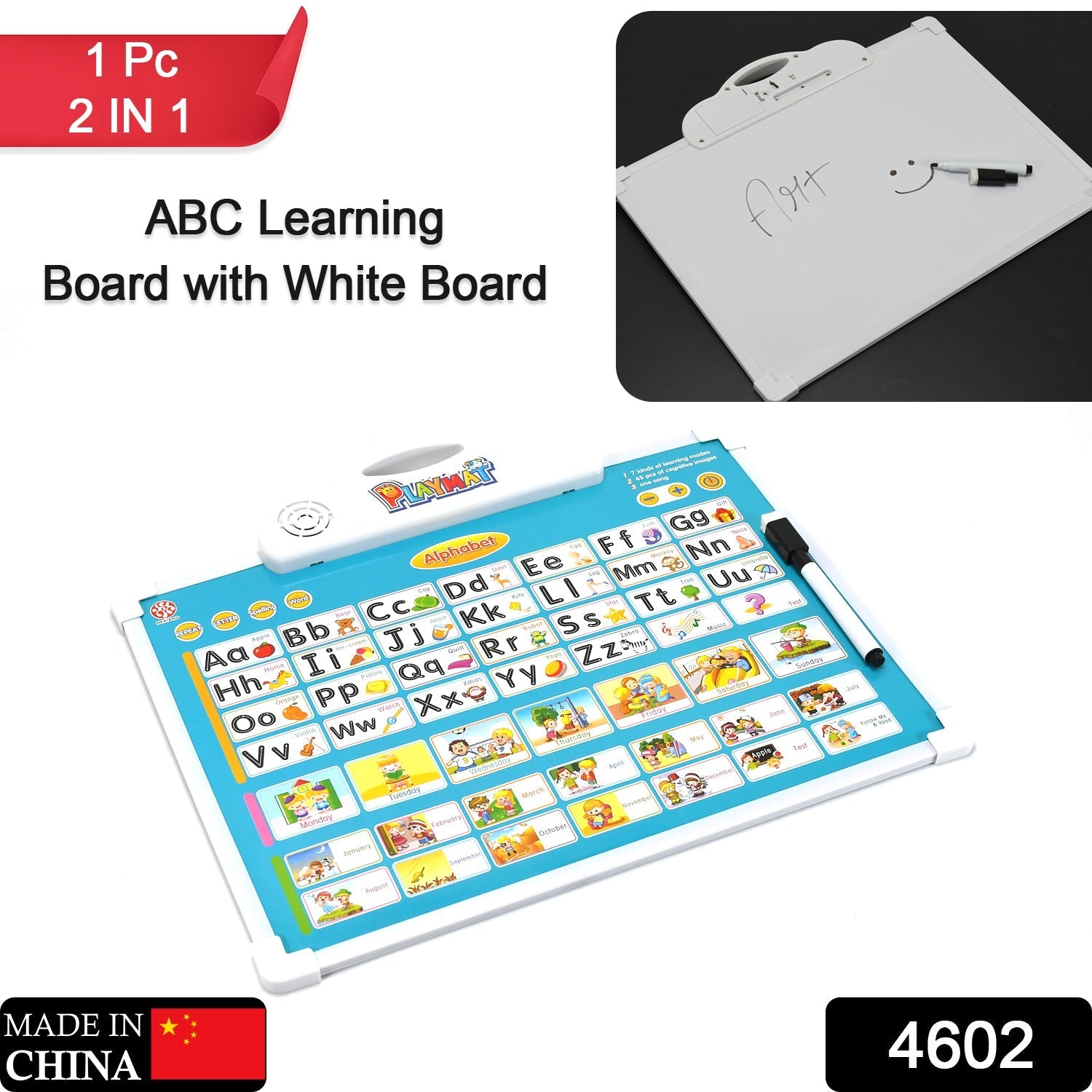 Learning Board 2in1 - Educational PAD for Kids Musical Board for Alphabet ABC Learning Toy Play Mat & Drawing with One Doodle Pen - Image 2