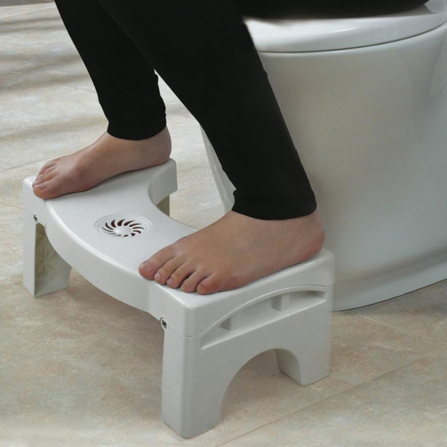 Plastic Non-Slip Folding Toilet Squat Stool - White Color - Image 6