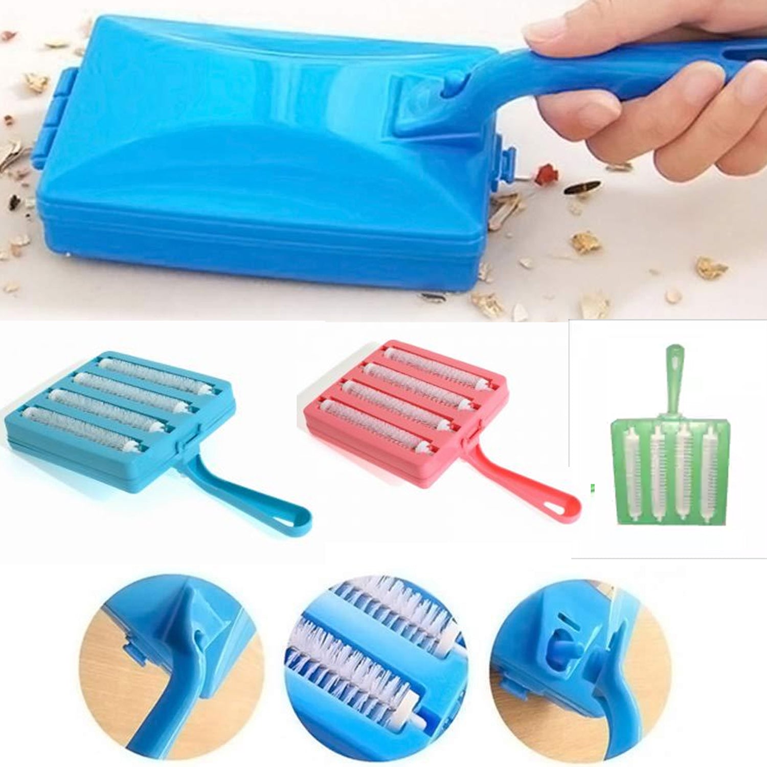 Plastic Handheld Carpet Roller Brush Cleaning with Dust Crumb Collector, Wet, and Dry Brush - Image 3