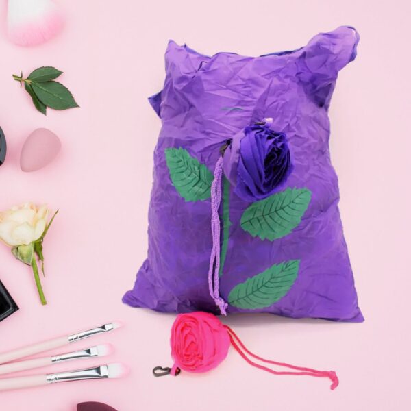Foldable Nylon Shopping Bag (Rose Design): Reusable, Eco-Friendly (1 Pc) - Image 3