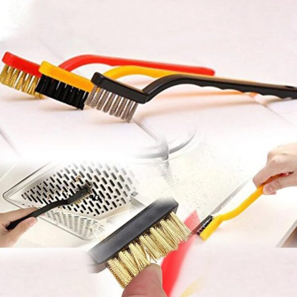 3 Pc Mini Wire Brush Set (Brass, Nylon, Stainless Steel Bristles) (X588) - Image 2