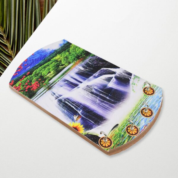 Decorative Wooden Vertical Scenery with Hooks for Wall Hanging - Image 3