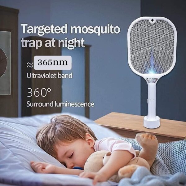 Rechargeable Mosquito Killer Racket with UV Light & USB Charging Base (X558) - Image 3