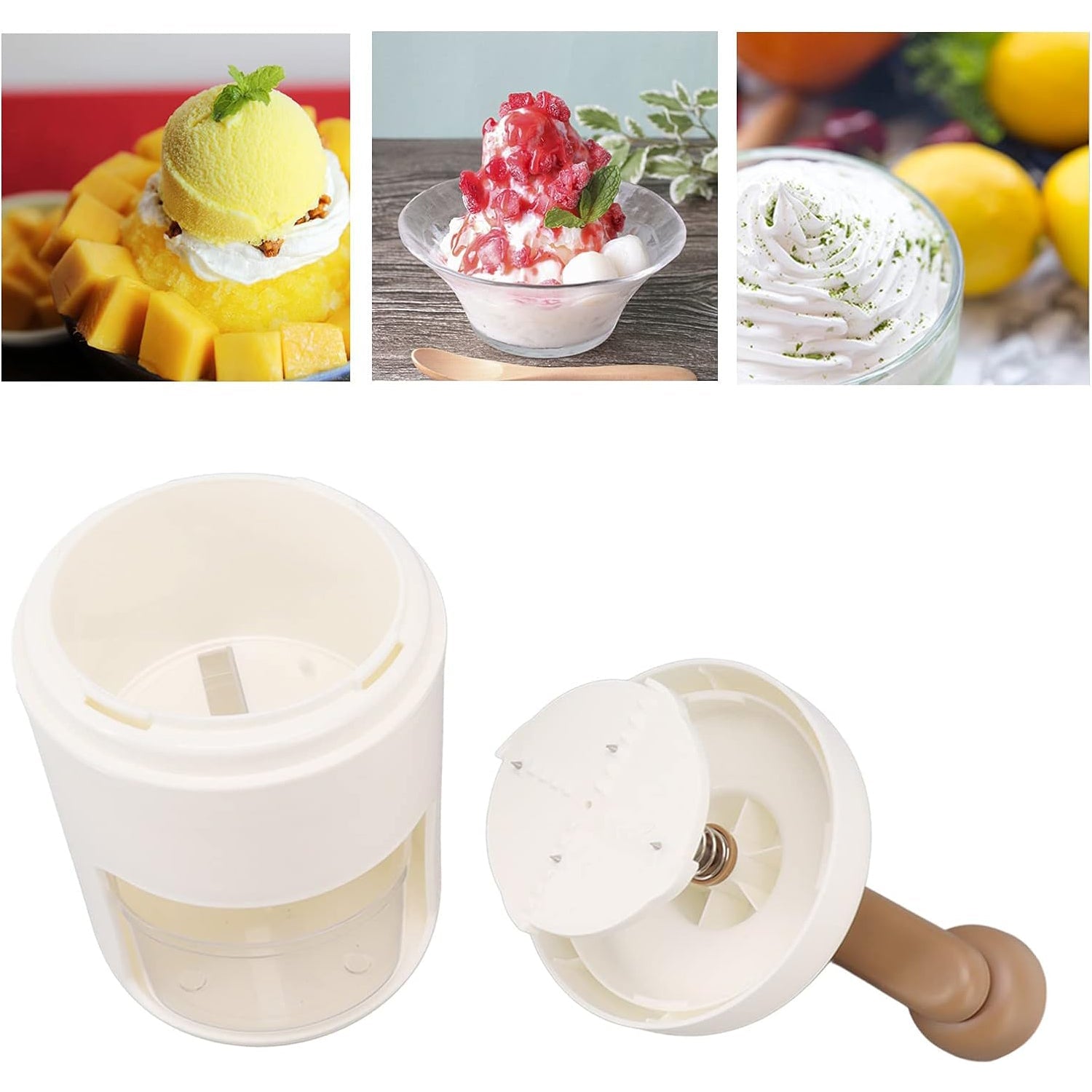 Portable Gola Maker Ice Crusher and Shaved Ice Machine, Hand Shaved Ice Machine Manual Fruit Smoothie Machine Mini Household Ice Shaver Small Ice Crusher - Image 5