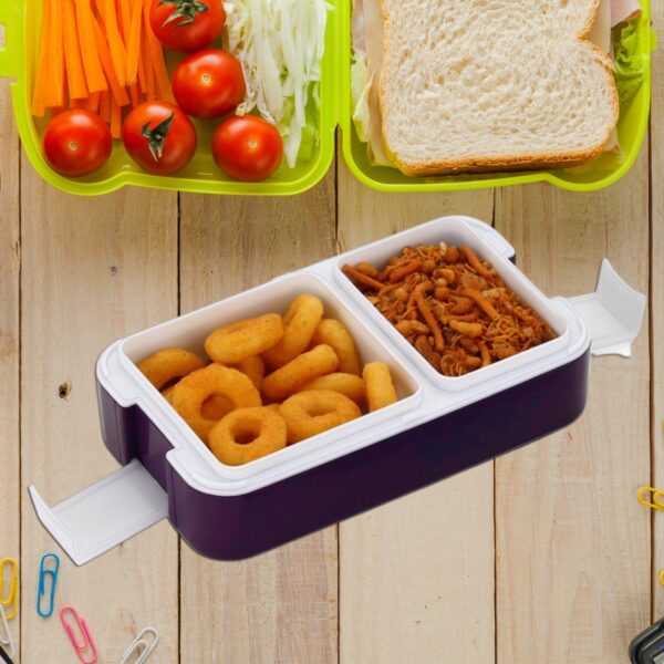 Leak-Proof Airtight Lunch Box with Spoon, 2 Compartments - Image 3