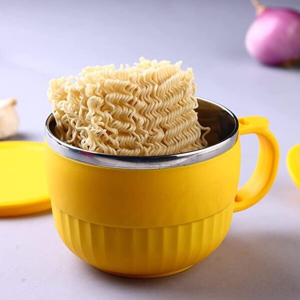 Maggie Bowl with Lid and Handle, Soup Bowls for Easy Perfect Breakfast Cereals, Fruits, Ramen, Beverages, Essentials,  Safe Double Layer (X740) - Image 5