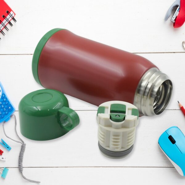 Premium Stainless Steel Insulated Sipper Bottle Print Water FlaskCartoon Vacuum Hot Cold For Kids / Travelling Water Bottle for Kids with Pop up Straw,  Double Wall Thermos with Straw & Bottle Zippe Cover For office/Gym/School (550 ML) - Image 3