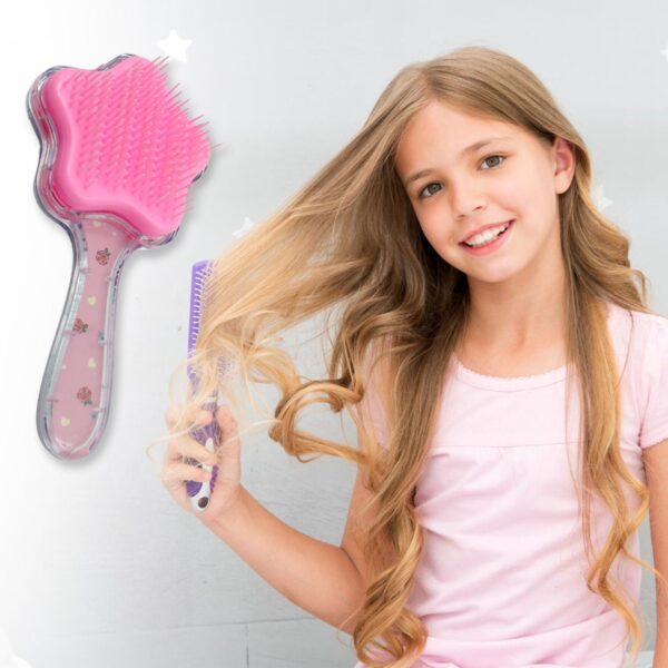 Cartoon Hair Brush Massage Shower Comb Blur Wet Salon Hair Brushes Hair Styling Tools, Glitter Comb, Soft & Smooth Brush, Mermaid Brush For Kids Return Gifts For Kids (1 Pc ) - Image 3
