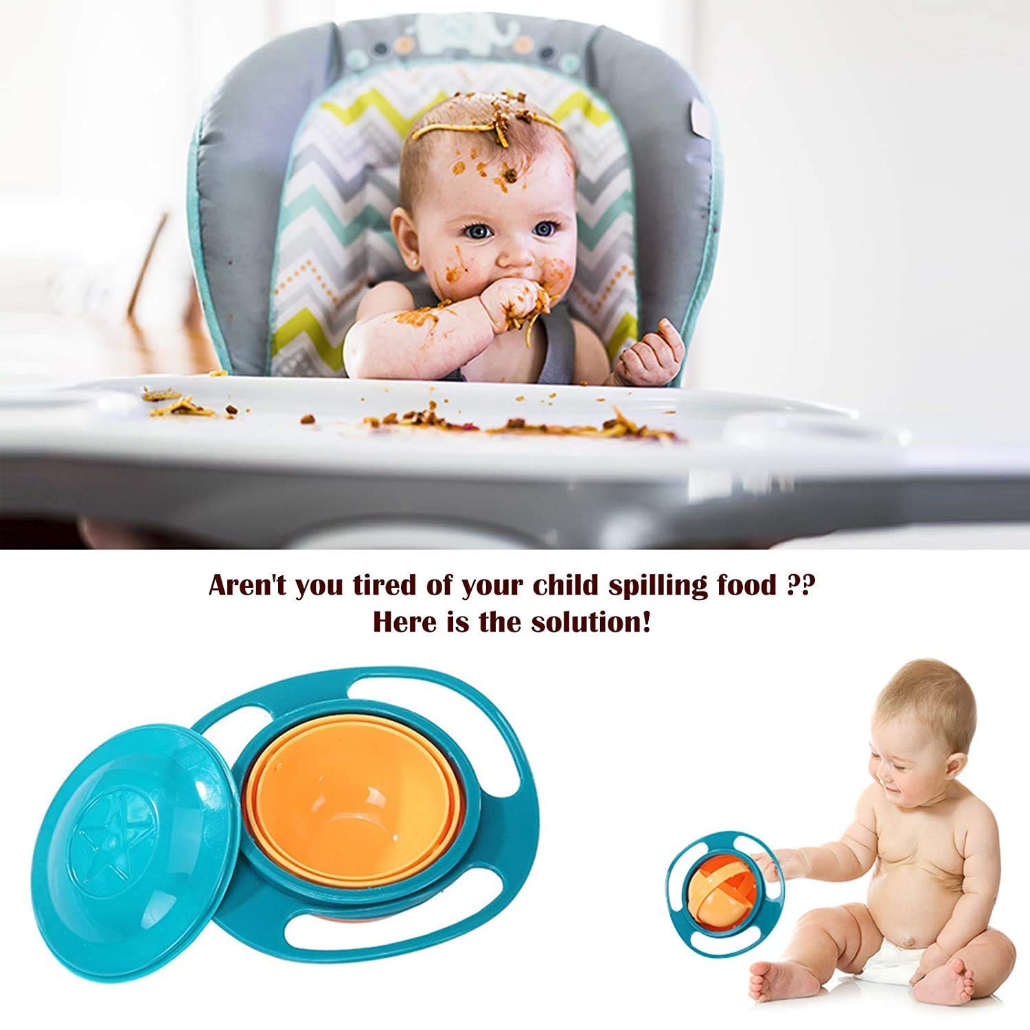 Rotating Baby Bowl used for serving food to kids and toddlers etc. (MKK+X76) - Image 3