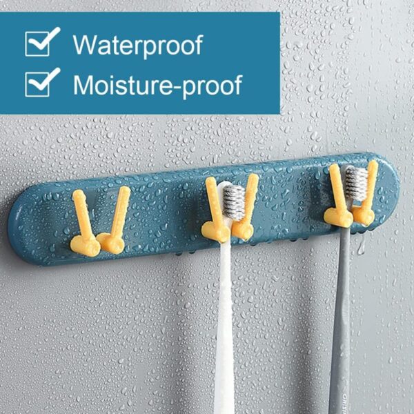 Toothbrush Holder Plastic Bathroom Accessories Organizer Wall Mounted Hanging Mount Shelf & Hooks (1pc) - Image 8