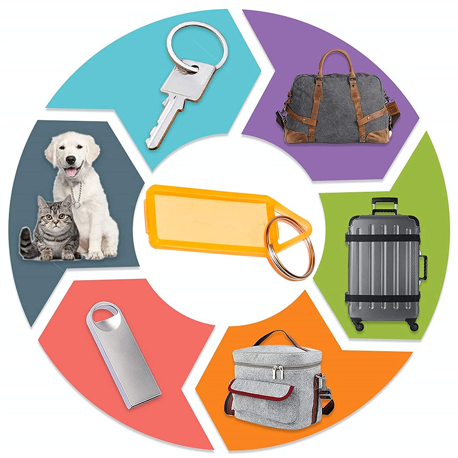 50Pc Keychain Tag Label Used For Decorative Purpose On Keys And All. - Image 4