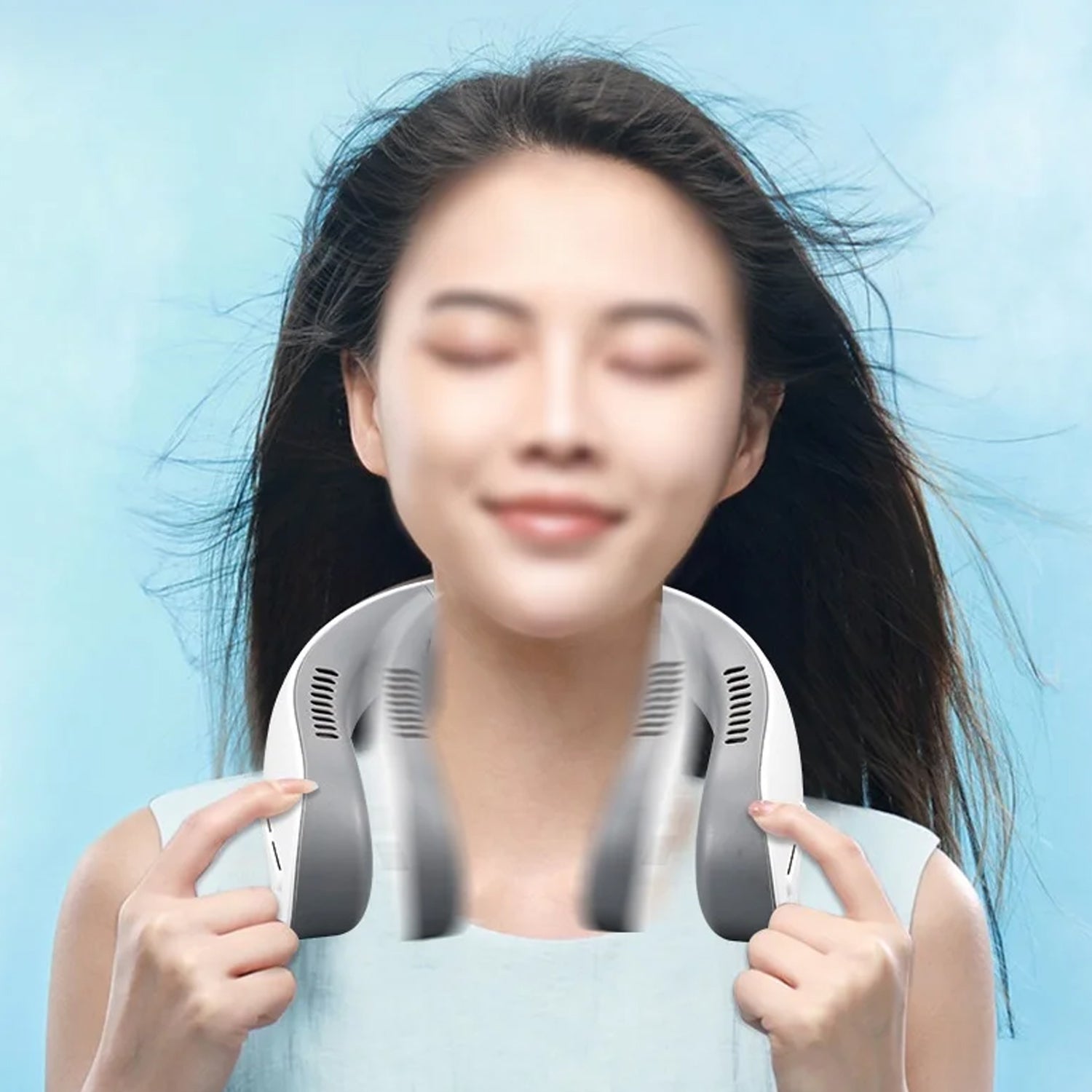 Neck Fan, Portable and Wearable Personal Fan, USB Rechargeable, Headphone Design, Neckband Fan with 3 Speeds, suitable for outdoor family sports travel (X681) - Image 2