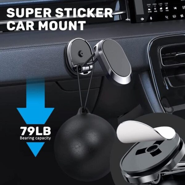 360 Degree Rotating Magnetic Car Phone Holder | Metal Folding Car Phone Holder | New Alloy Folding Magnetic Car Phone Holder (Pack of 1) (X621) - Image 8