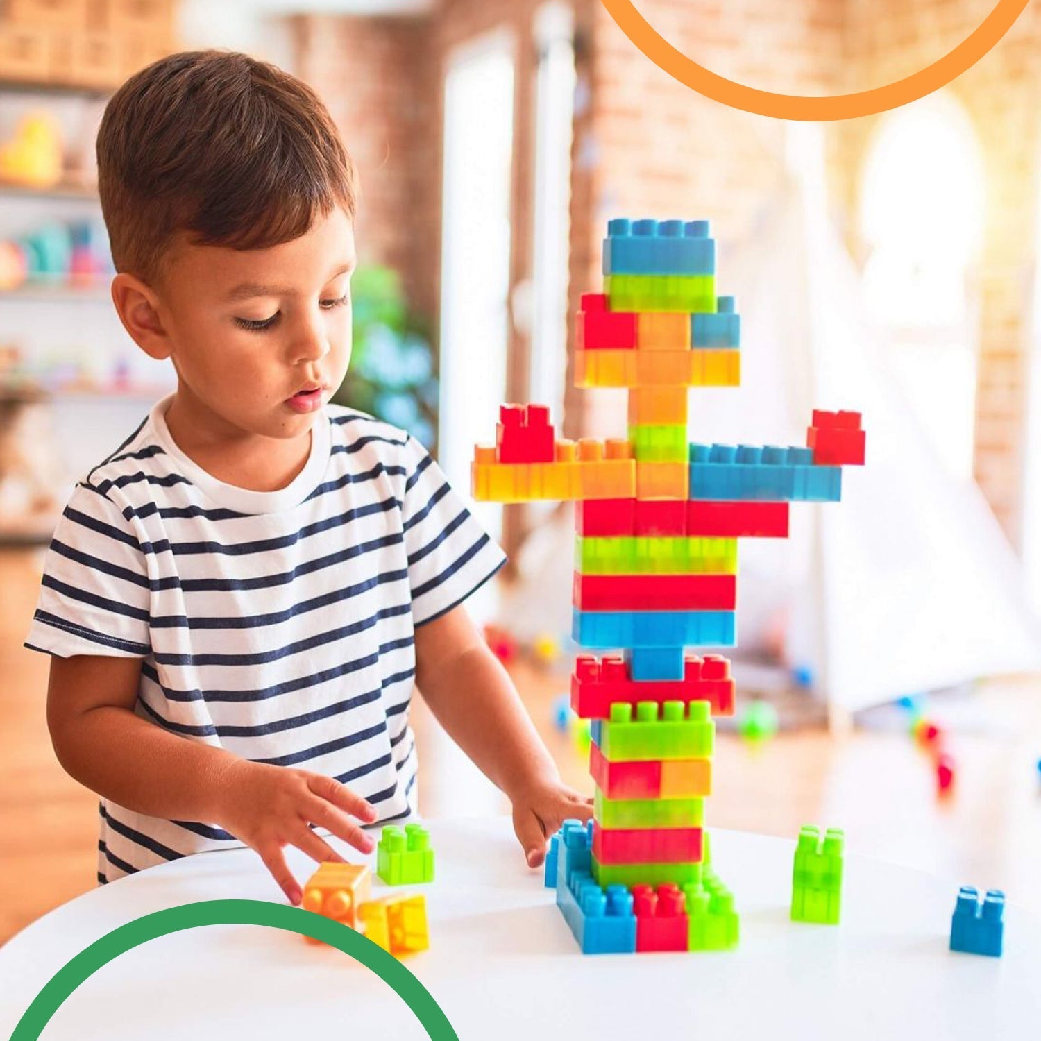 Blocks Set for Kids, Play Fun and Learning Blocks for Kids Games for Children Block Game Puzzles Set Boys, Children (Multicolor, 60 Bricks Blocks) - Image 5