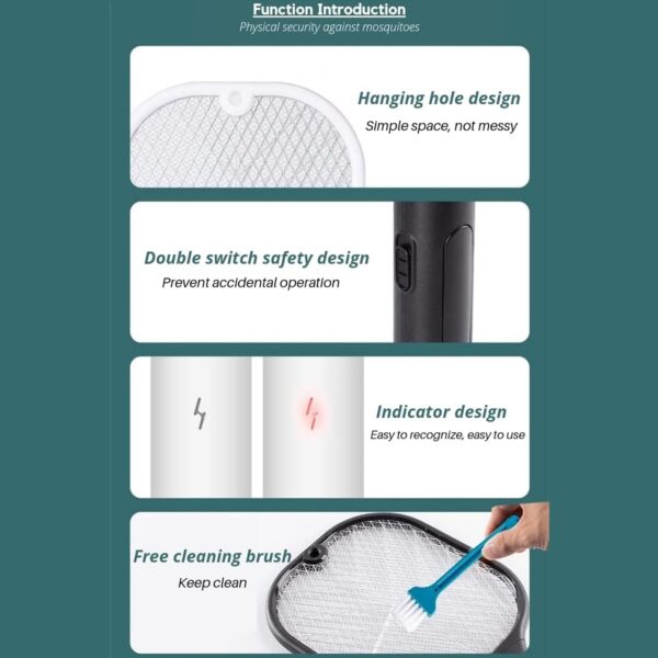 Rechargeable Mosquito Killer Racket with UV Light & USB Charging Base (X558) - Image 5