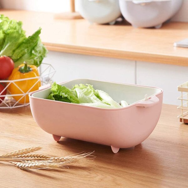 Multifunctional BPA Free Double Layered Plastic Rotatable Strainer Basket  (Multicolor) - Image 5