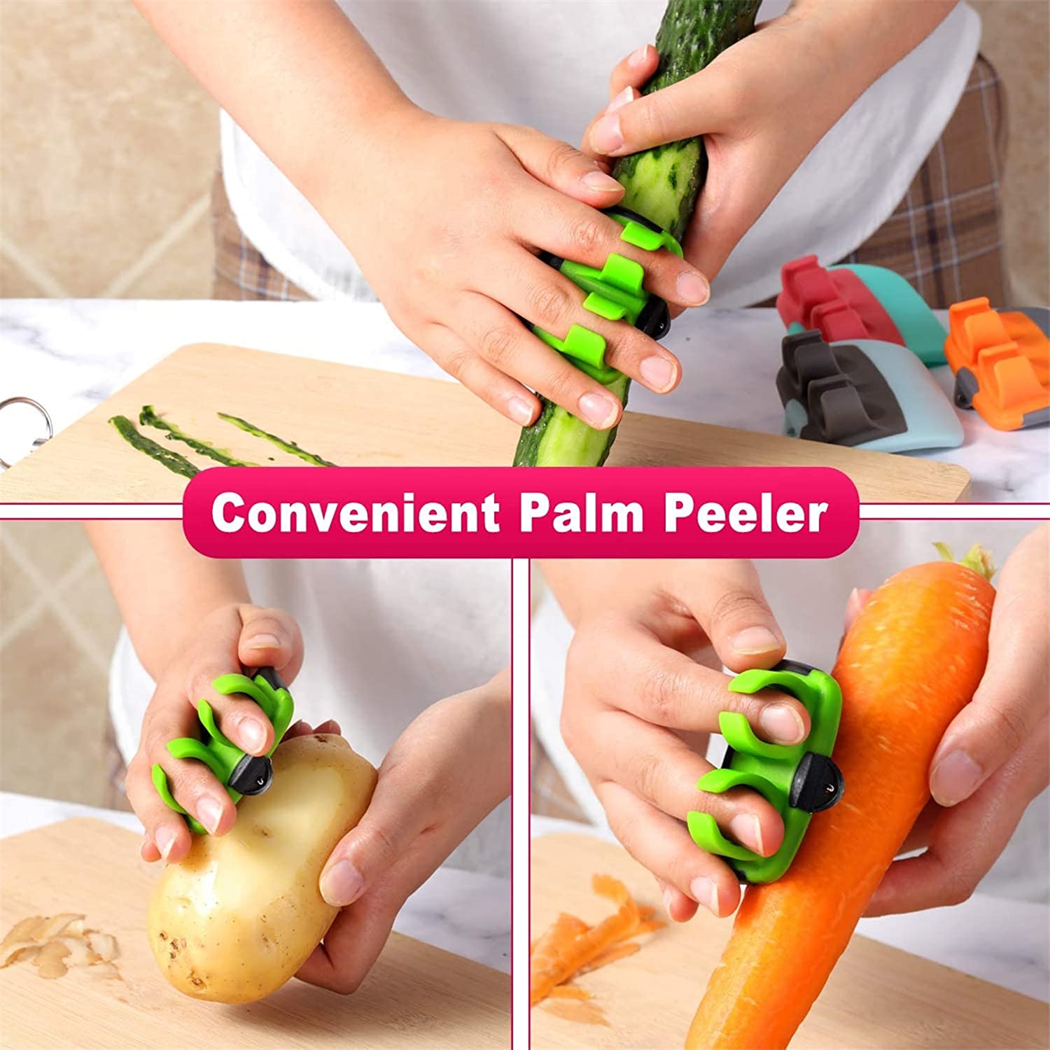 Hand Palm Peeler Fruit Hand Vegetable Peeler Potato with Rubber Finger Grip Kitchen Cooking Tool Cucumber - Image 3
