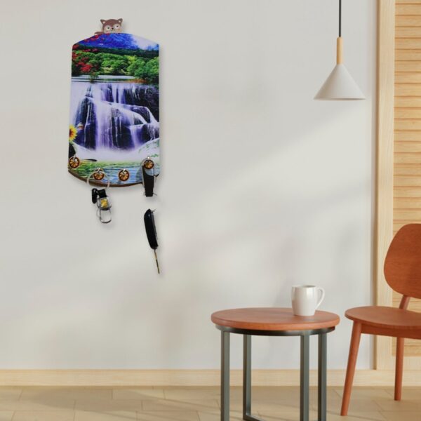 Decorative Wooden Vertical Scenery with Hooks for Wall Hanging - Image 4