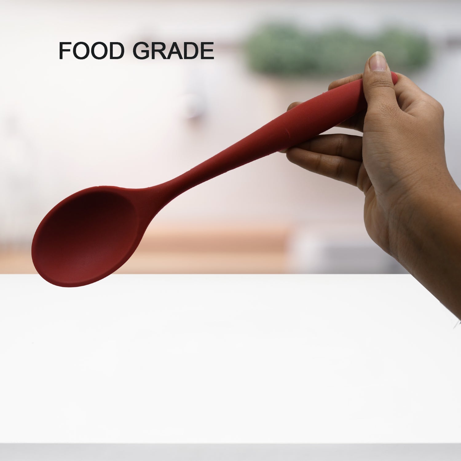 HEAT RESISTANT SILICONE BASTING SPOON NON-STICK SPOON HYGIENIC SOLID COATING COOKWARE KITCHEN TOOLS (27CM) - Image 3