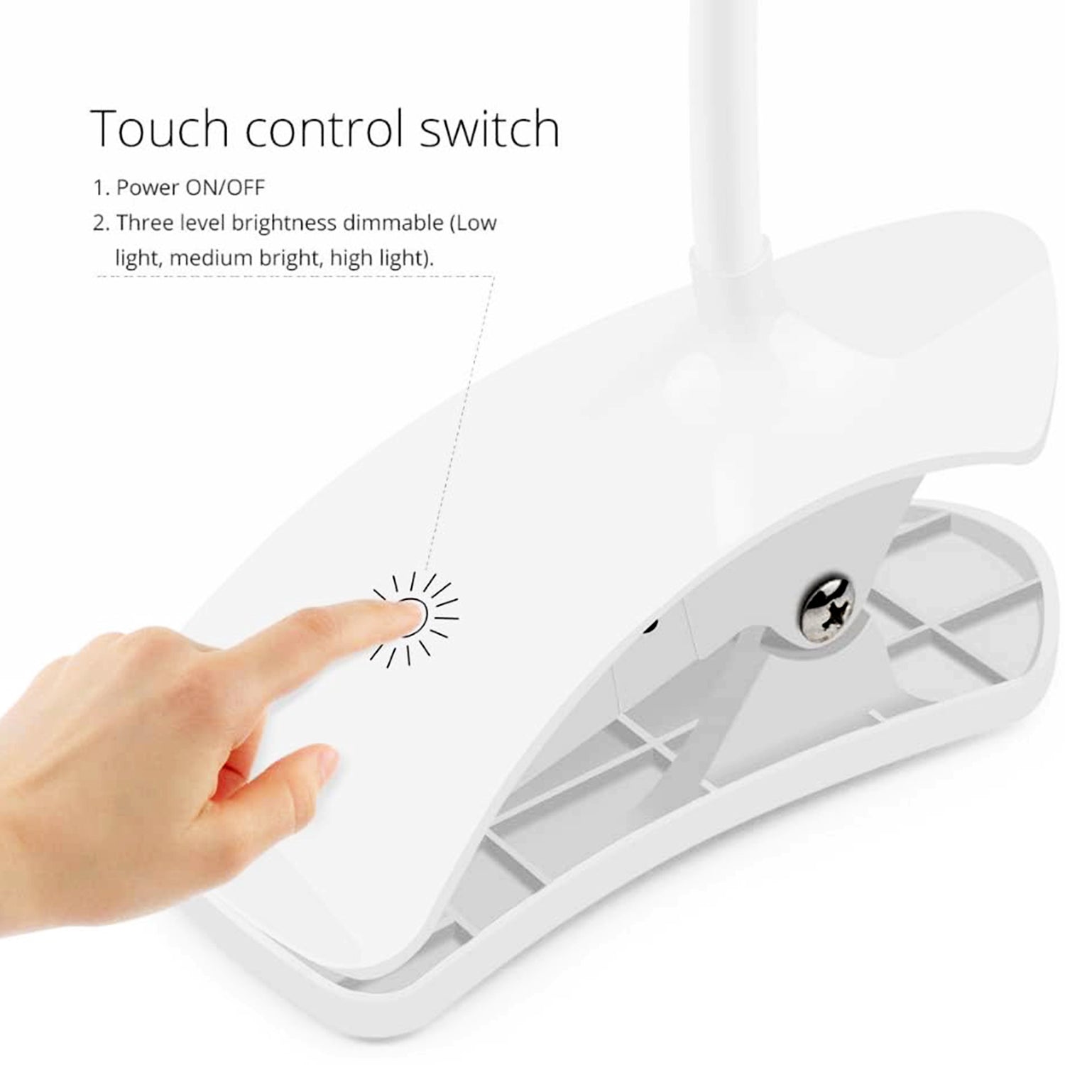 Desk Lamp Adjustable Gooseneck USB Rechargeable 3 modes of Lighting, Reading Lamp for Dorm White, Study Desk lamp Suitable for Girls College Bedroom Reading - Image 3