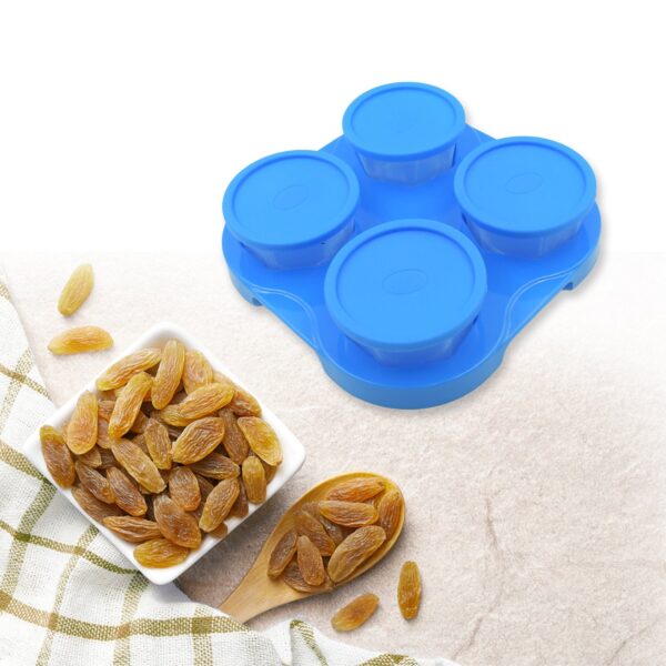 Airtight Container Jar 4 Pc Set With Stylish Tray for Kitchen Unbreakable Jar Set for Multipurpose Storage ( Mukhwas Dani ) - Image 5