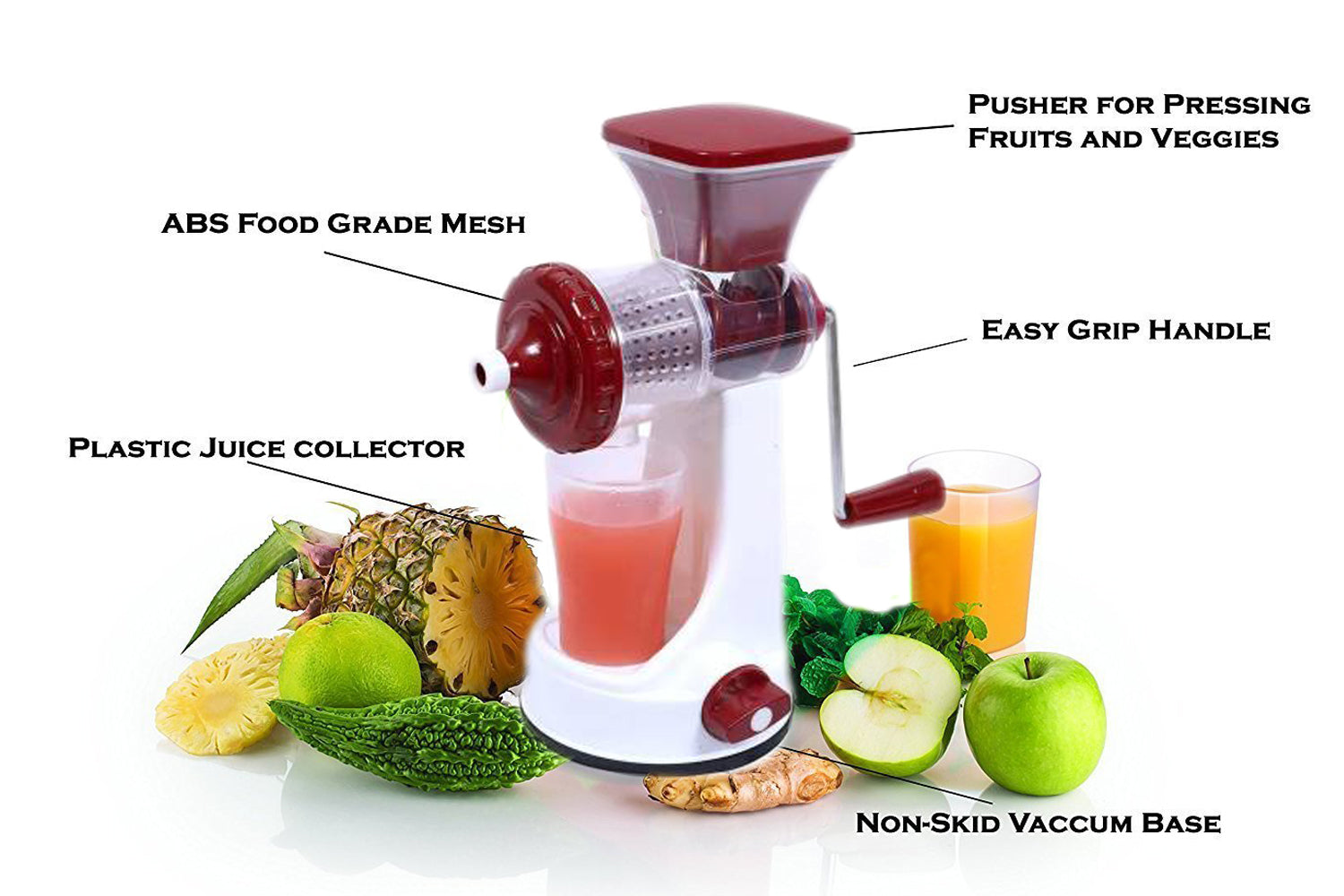 Manual Fruit Vegetable Juicer with Juice Cup and Waste Collector (MKK-X68) - Image 5