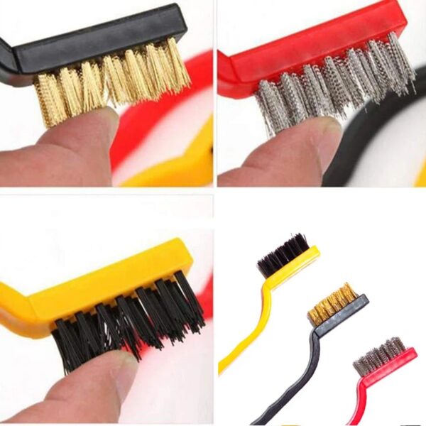 3 Pc Mini Wire Brush Set (Brass, Nylon, Stainless Steel Bristles) (X588) - Image 5