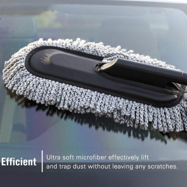 Car Duster, Long Retractable / Soft / Non-Slip / Handle Multipurpose Microfiber Wash Brush Vehicle Interior and Exterior Cleaning Kit with for Car, Boats or Home - Image 4