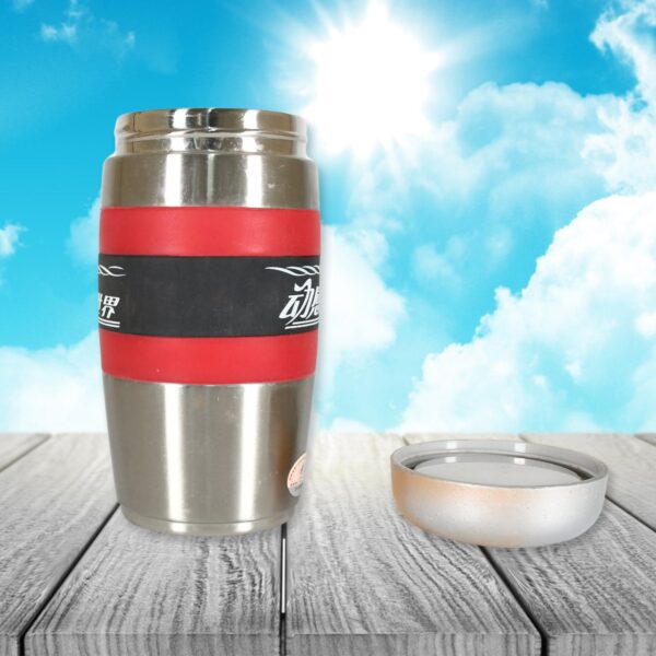 Steel Travel Mug / Tumbler / Cup, Double Walled With Rubber Grip 400ml. - Image 6