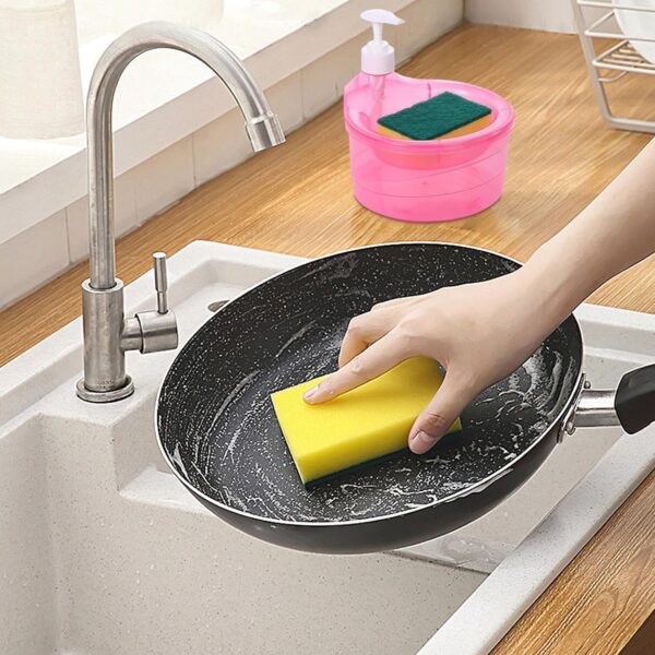 Double Layer Liquid soap Dispenser with Pump and Sponge, ( 2 in 1 ) (X357) - Image 6