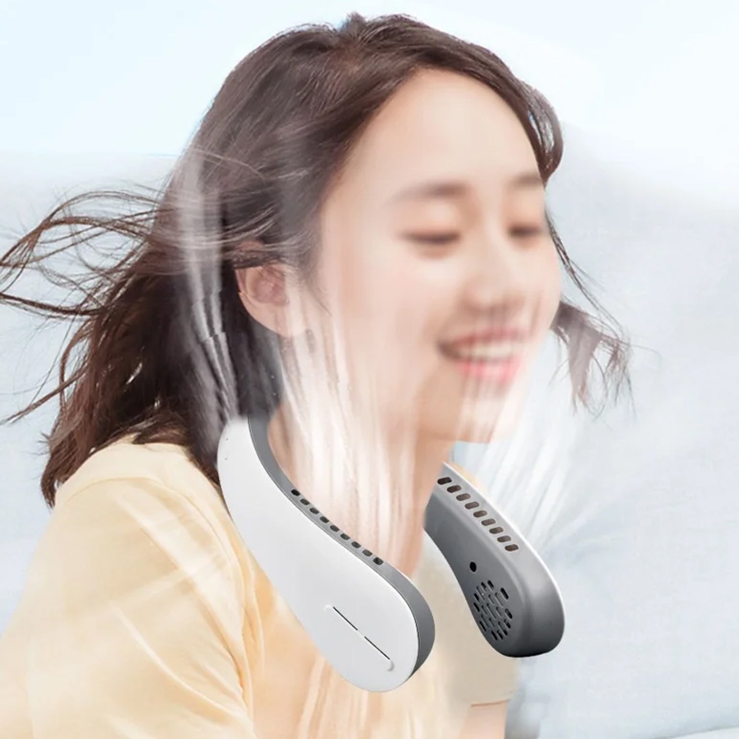 Neck Fan, Portable and Wearable Personal Fan, USB Rechargeable, Headphone Design, Neckband Fan with 3 Speeds, suitable for outdoor family sports travel (X681) - Image 4