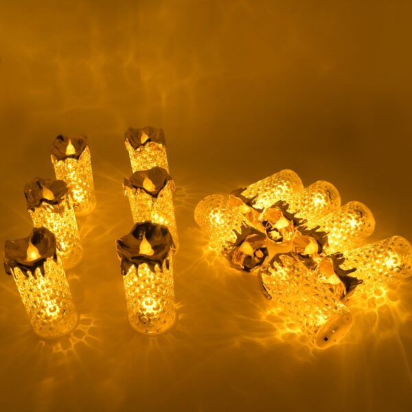 Gold Flameless Candles LED Light Flameless and Smokeless Decorative, Candles Led Tea Light Candle Perfect for Gifting, Home, Diwali,Wedding, Christmas, Crystal Candle Lights, Table Decorations (12 Pc MOQ) - Image 2