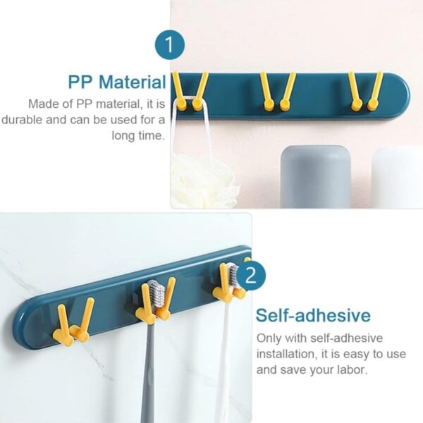 Toothbrush Holder Plastic Bathroom Accessories Organizer Wall Mounted Hanging Mount Shelf & Hooks (1pc) - Image 6