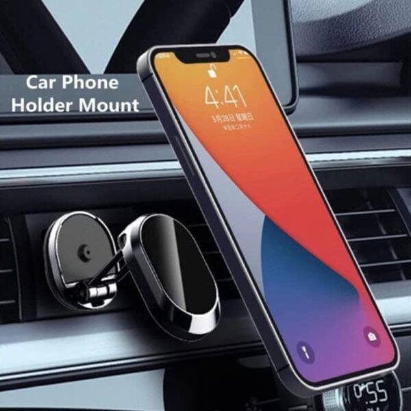 360 Degree Rotating Magnetic Car Phone Holder | Metal Folding Car Phone Holder | New Alloy Folding Magnetic Car Phone Holder (Pack of 1) (X621) - Image 5