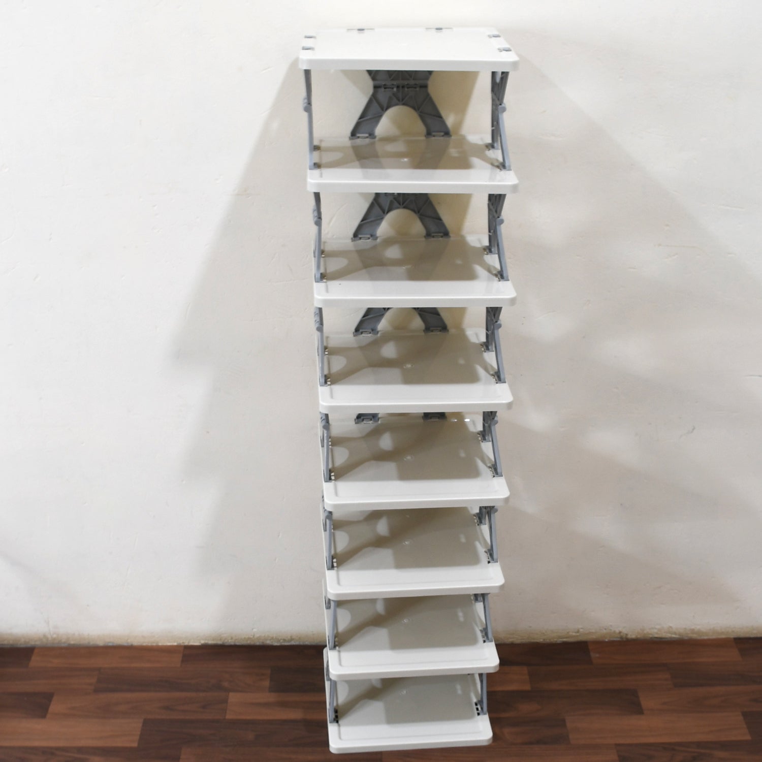 8-Layer Foldable Shoe Rack for Entryway - Heavy Duty Plastic Shoe Organizer