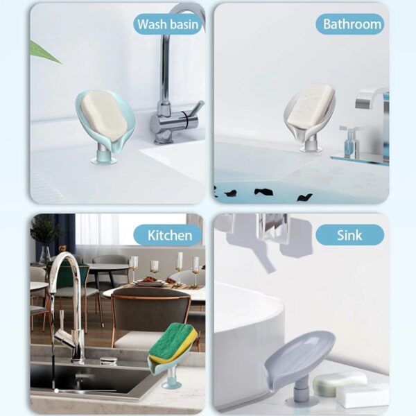 Self Draining Soap Holder for Bathroom Leaf Shape Soap Tray (1PCS) (X820) - Image 2
