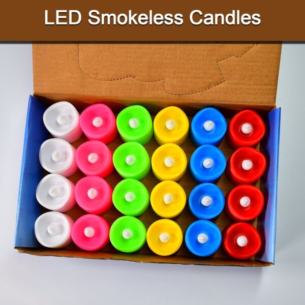 Festive Lighting for Any Occasion: 24 Pack LED Tealight Candles (Multicolor) - Image 3