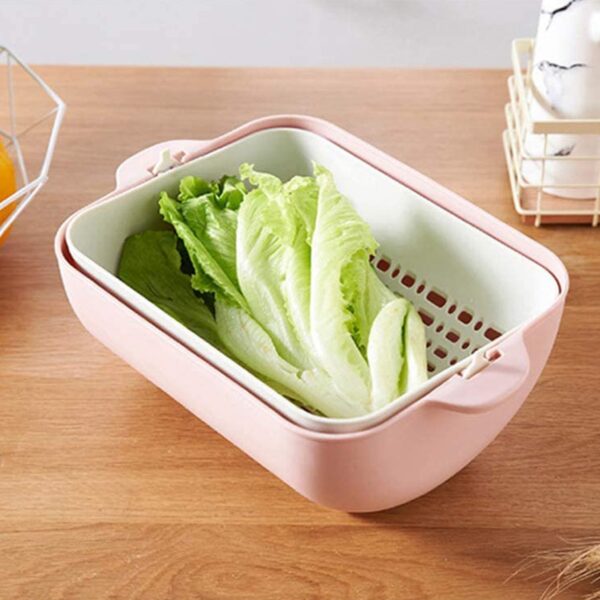Multifunctional BPA Free Double Layered Plastic Rotatable Strainer Basket  (Multicolor) - Image 9