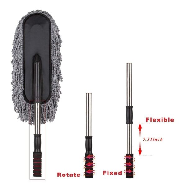 Car Duster, Long Retractable / Soft / Non-Slip / Handle Multipurpose Microfiber Wash Brush Vehicle Interior and Exterior Cleaning Kit with for Car, Boats or Home - Image 6