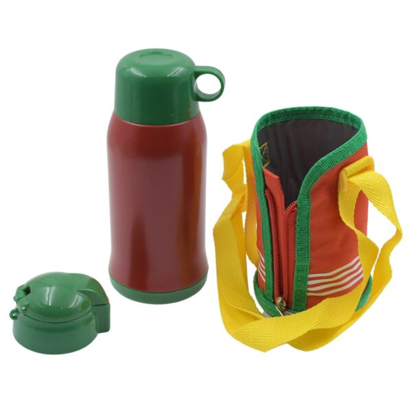 Premium Stainless Steel Insulated Sipper Bottle Print Water FlaskCartoon Vacuum Hot Cold For Kids / Travelling Water Bottle for Kids with Pop up Straw,  Double Wall Thermos with Straw & Bottle Zippe Cover For office/Gym/School (550 ML) - Image 4