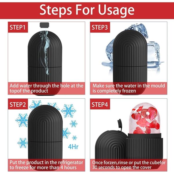 Face Ice Roller Massager for Swelling & Puffiness Reduction (Black) - Image 4