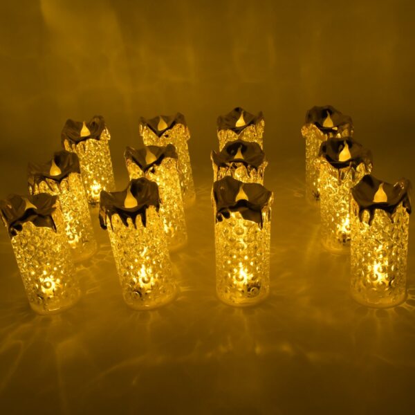 Gold Flameless Candles LED Light Flameless and Smokeless Decorative, Candles Led Tea Light Candle Perfect for Gifting, Home, Diwali,Wedding, Christmas, Crystal Candle Lights, Table Decorations (12 Pc MOQ) - Image 5