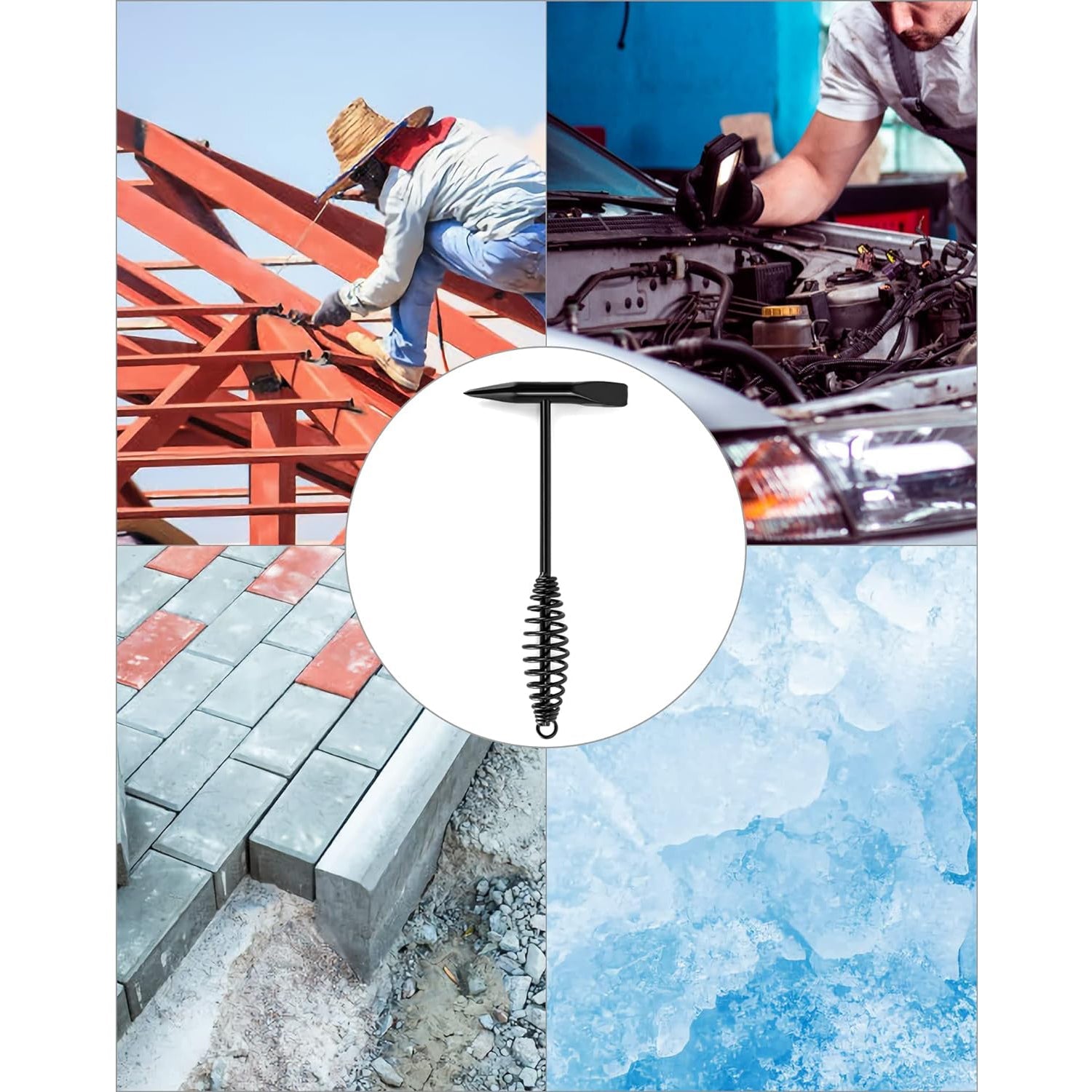 Welding Slag Removal Tool Chipping Hammer with Coil Spring Handle, Mufti Functional for Cleaning Removing Slag Industrial Weld Slag Spatter Removal Tool Welding Hammer, for Machinery Electrician (1 Pc ) - Image 7