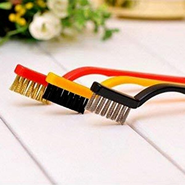 3 Pc Mini Wire Brush Set (Brass, Nylon, Stainless Steel Bristles) (X588) - Image 6