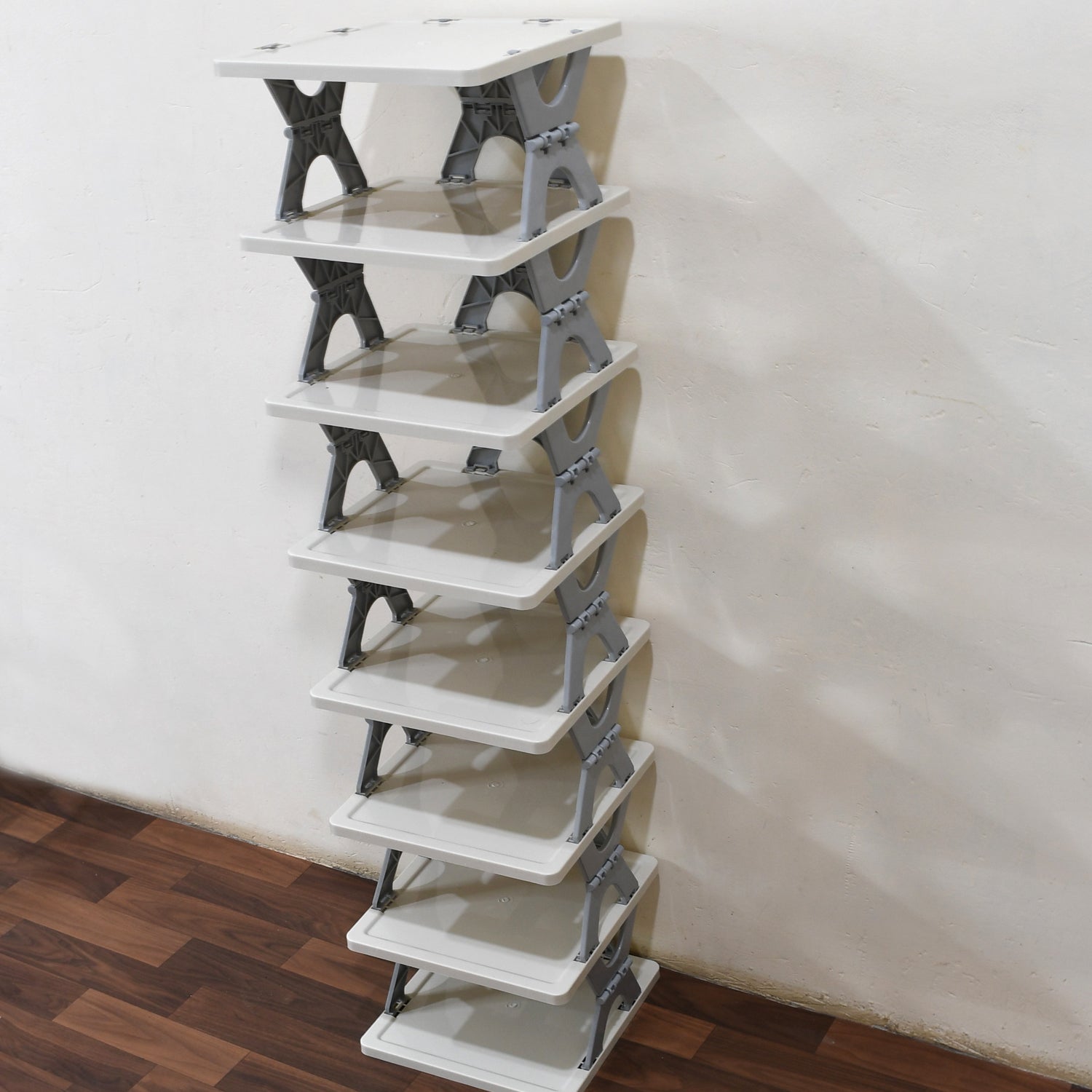 8-Layer Foldable Shoe Rack for Entryway - Heavy Duty Plastic Shoe Organizer - Image 7