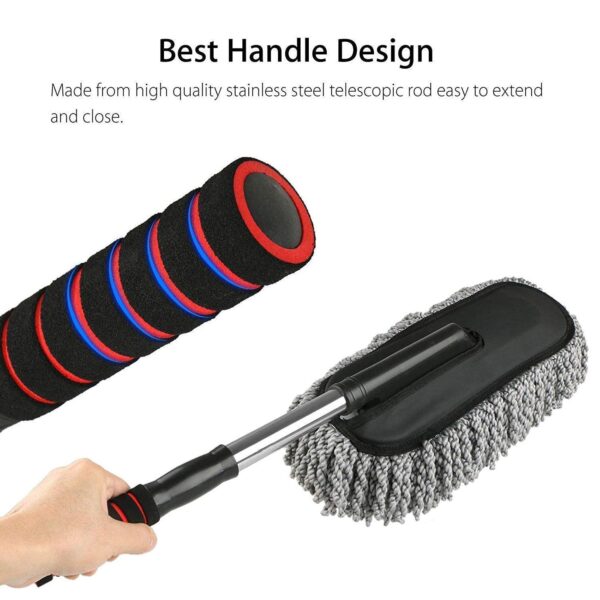 Car Duster, Long Retractable / Soft / Non-Slip / Handle Multipurpose Microfiber Wash Brush Vehicle Interior and Exterior Cleaning Kit with for Car, Boats or Home - Image 5
